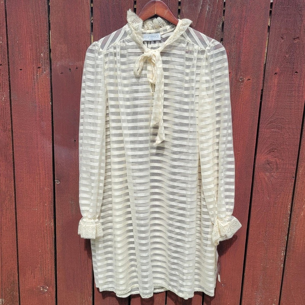 VTG Sheer Lace Nightgown Dress Cream Layering NEW Coquette Boudoir Chic Angelcor